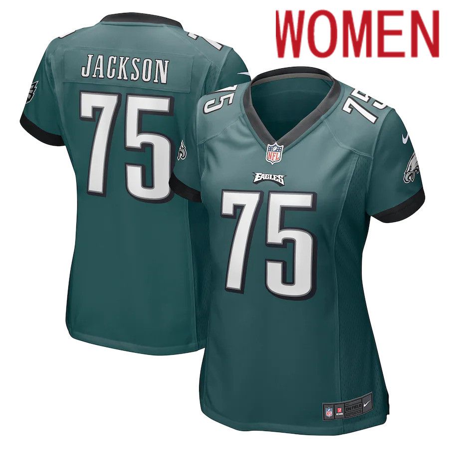 Women Philadelphia Eagles 75 Tarron Jackson Nike Midnight Green Game NFL Jersey